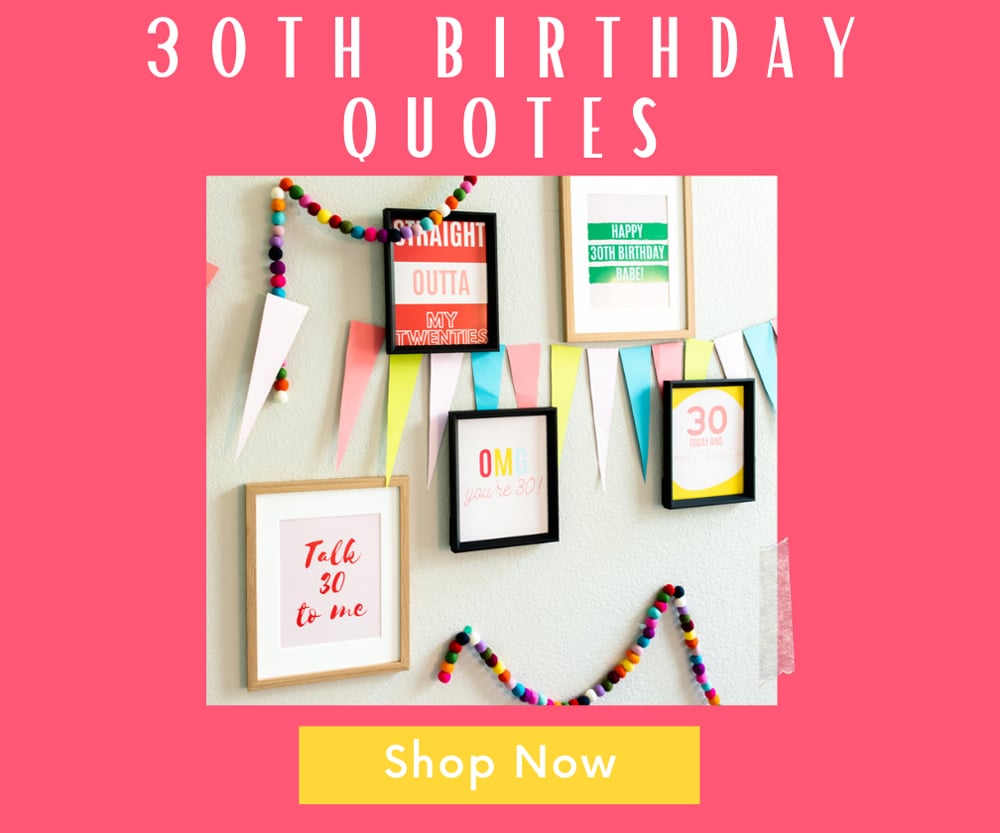 30th birthday quote prints posters shop