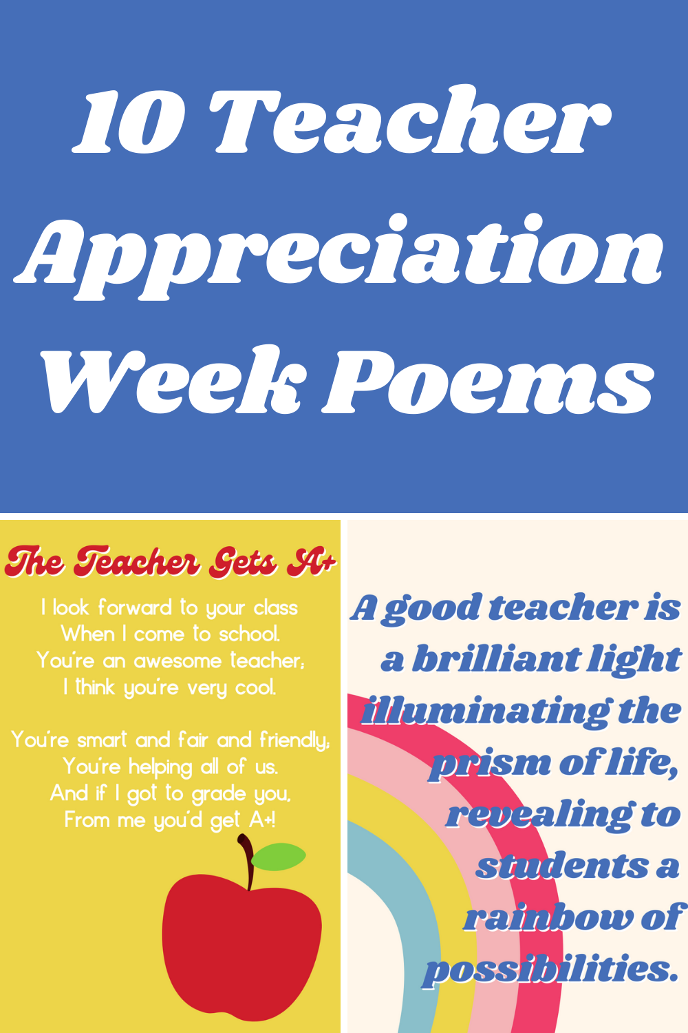 Kindergarten Teacher Appreciation Poems
